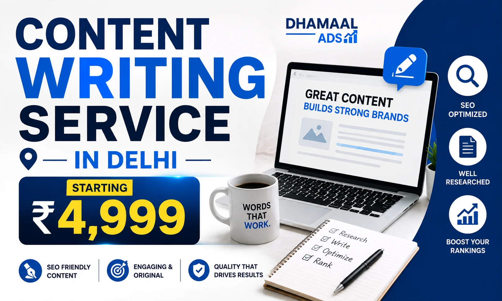 Content Writing Service in Delhi Starting 4,999 Dhamaal Ads